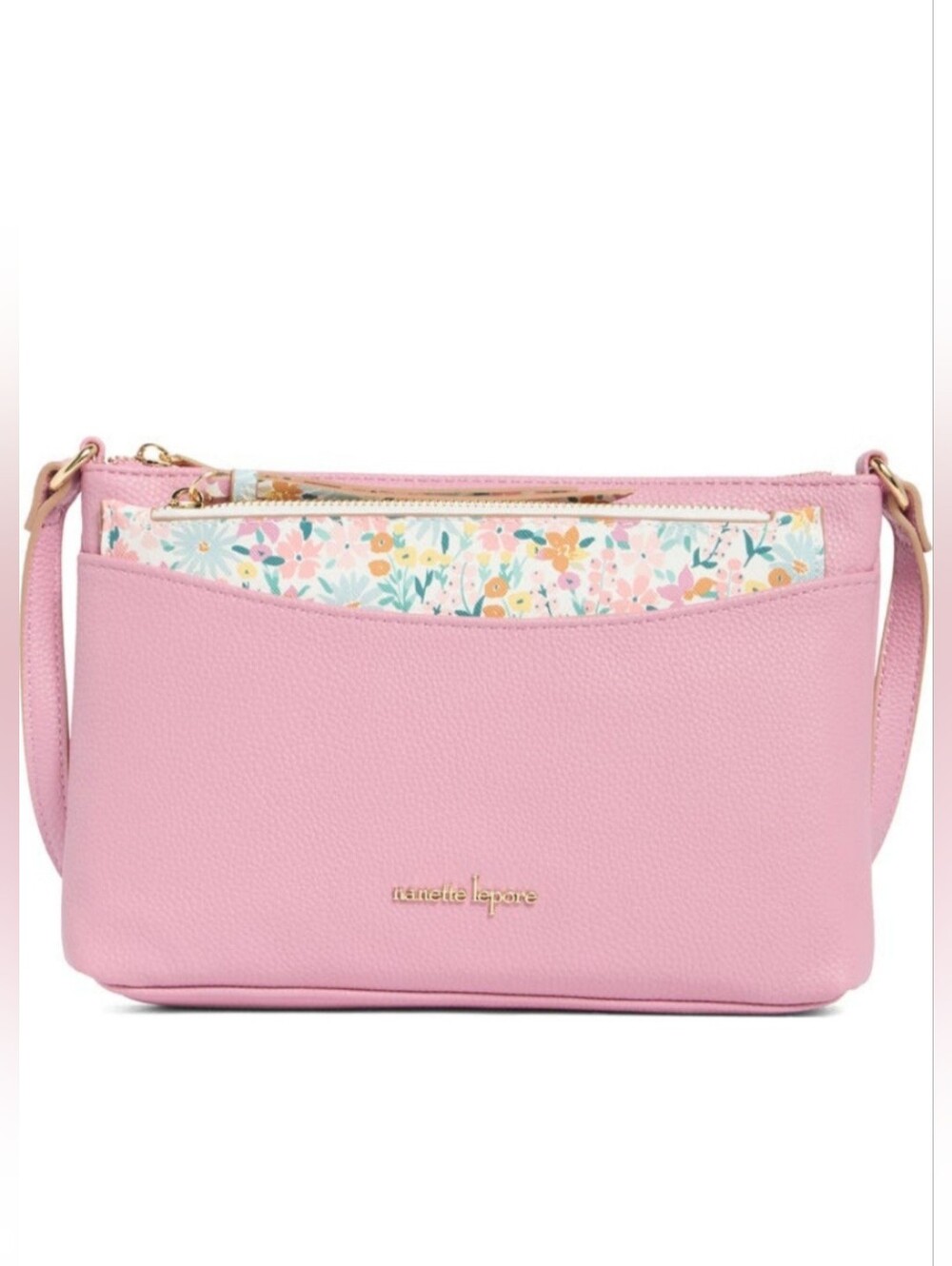 Nanette Lepore Ayanna Pink Crossbody with Floral Front Pouch - NWT